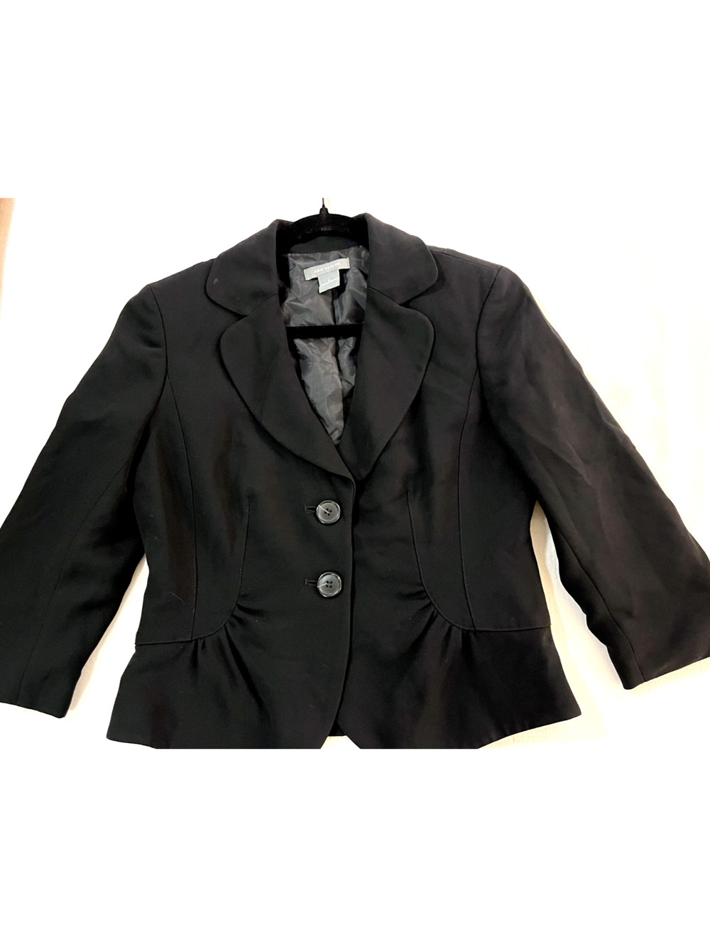 Ann Taylor Womens Lined Jacket Blazer Black Button Peplum Professional SIZE 6